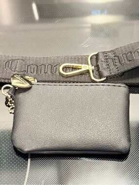 Juicy Couture Black Coin Pouch with Gold Hardware Guitar Strap
